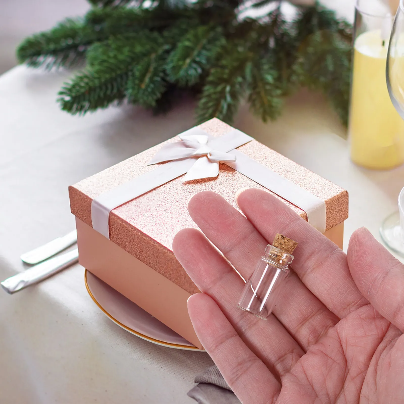 12Pcs Transparent Mini Glass Wishing Bottles with Natural Wood Stoppers Versatile Decor Storage Candy Containers Tiny Bottles