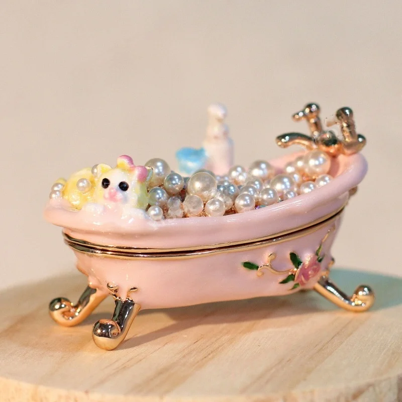 Cute and luxurious small accessories metal enamel jewelry boxes retro crafts creative home decor bubble bath desktop accessories