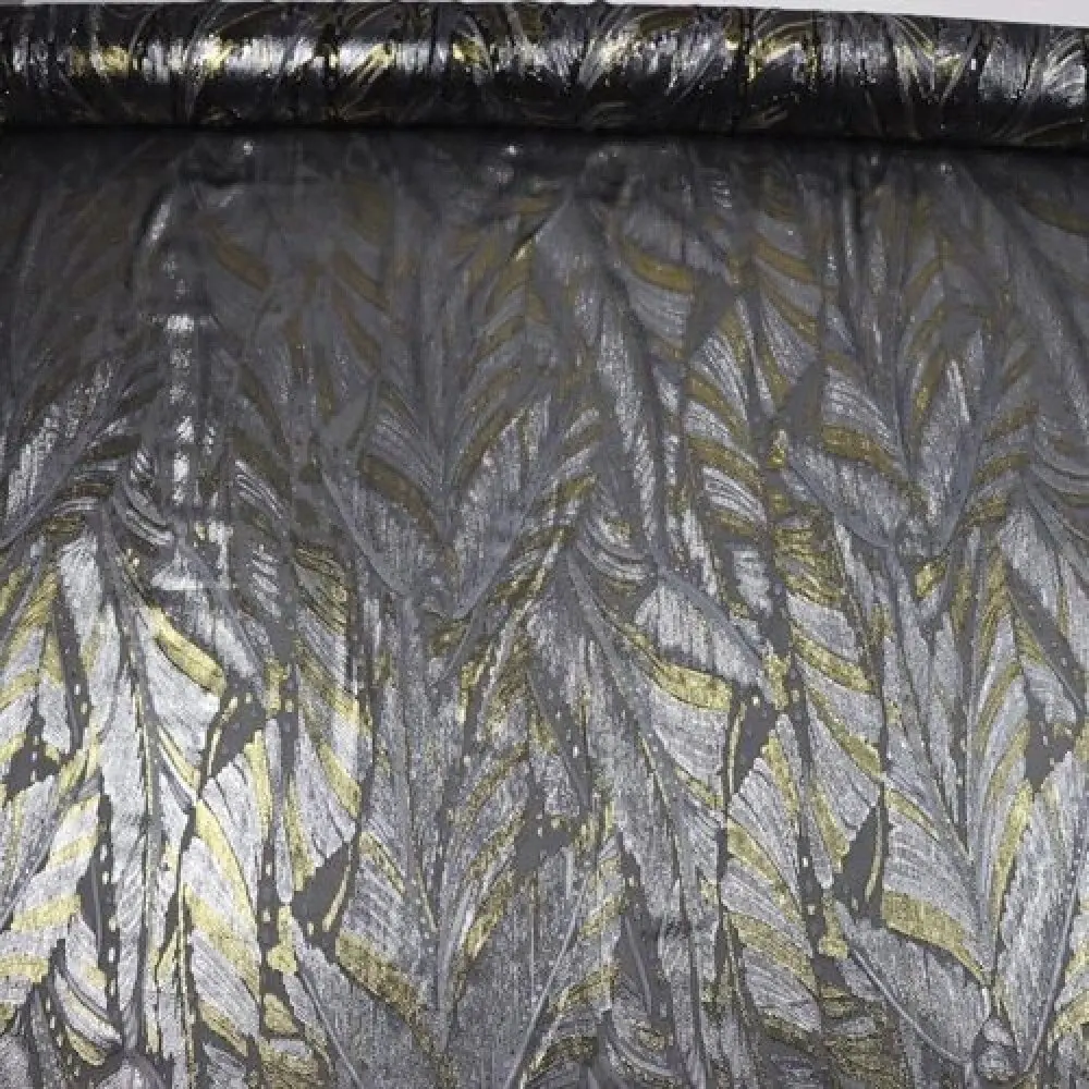 Nieuwste Zwarte Kleur Grond Goud Streep Nieuwste Ontwerp Hot Verkoop Goed Materiaal Zijde Metallic Stof Voor Vrouwen