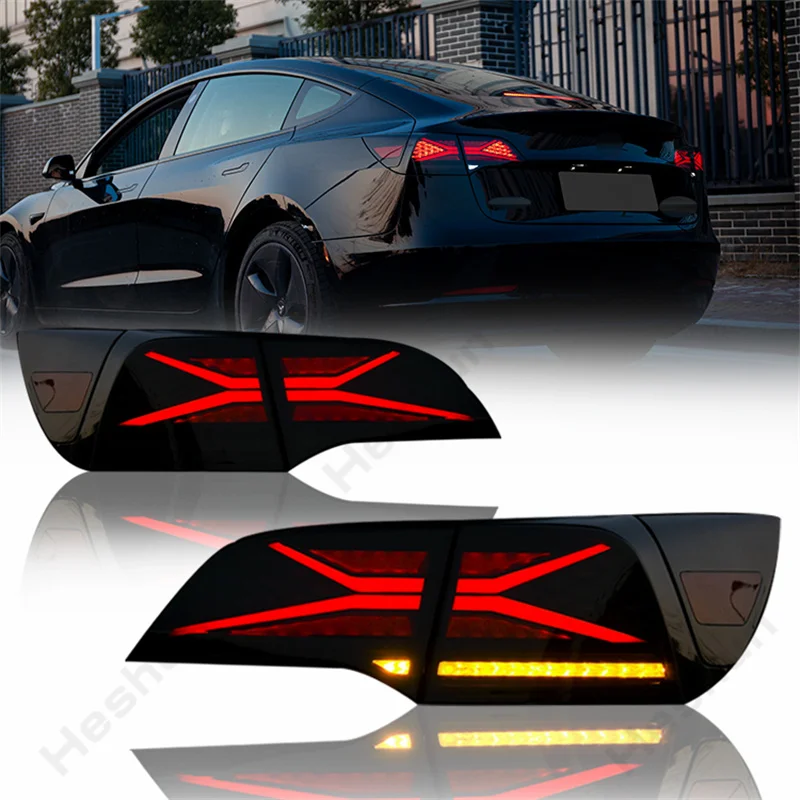 Taillights For 2018 2019 2020 - 2022 2023 Tesla Model 3 Model Y RGB Car Start Up Animation Rear Lamp X-men Taillight Assemblys