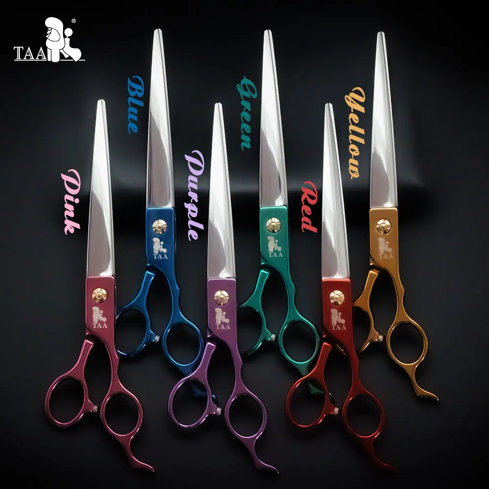 TAA Straight Dog Grooming Scissors Professional Pet Scissors Ultra Light Handmade 7.5 Inch Scissors for Dog Colorful Shear HK-75