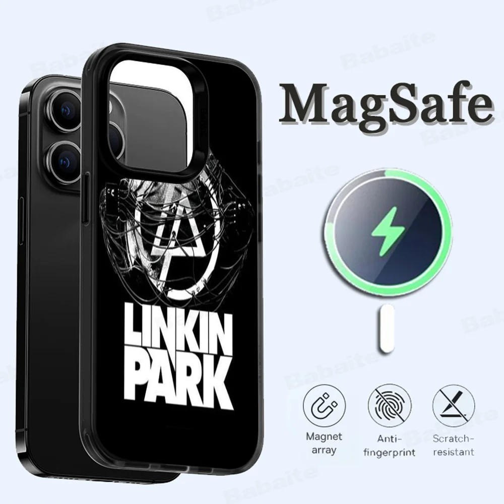 Band L-Linkin P-Park Phone Case Magesafe Magnetic Wireless Charge Case For iPhone 16 11 12 13 14 15 Pro Max Plus Mini