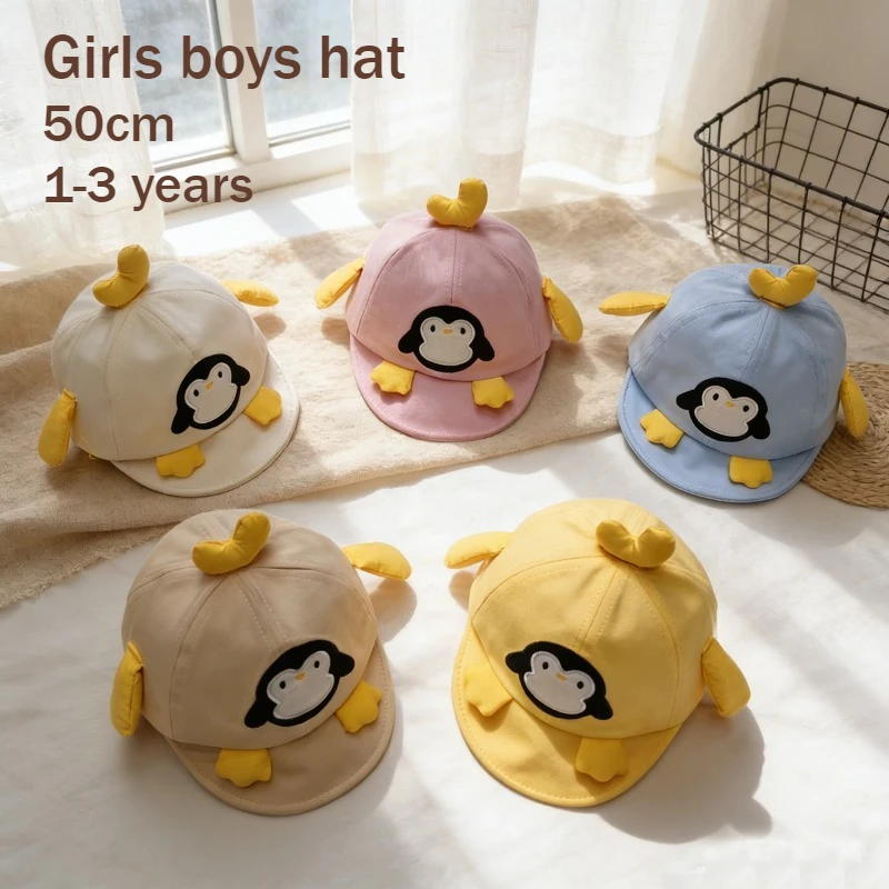 

Baby Hat Spring Summer Cap 50cm 1-3 Years Boys Girls Sun Hat Cute Penguin Kids Cap Thin Children Cotton Caps
