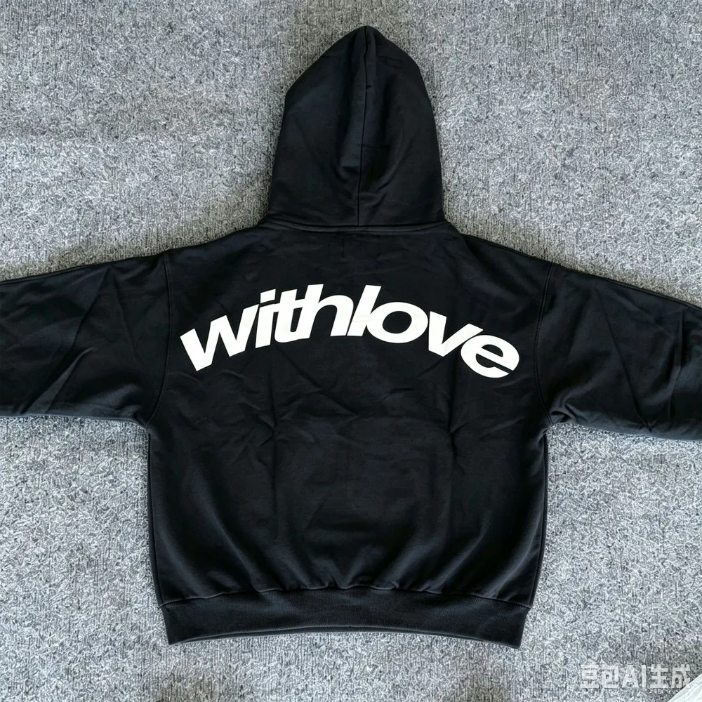 Autumn New 'With Love' Letter Graphic Printed Hoodie Men & Women Pullover Hooded Long Sleeve Sweatshirt Loose Casual Streetwear