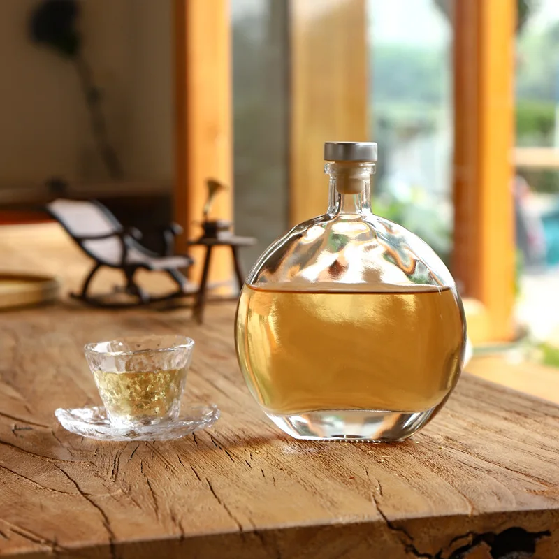 Glass Vodka Bottle Whiskey Bottle Wine Whisky Fruit Wine Green Plum Wine Hip Flasks Espresso Coffee Bottle Flask for Alcohol