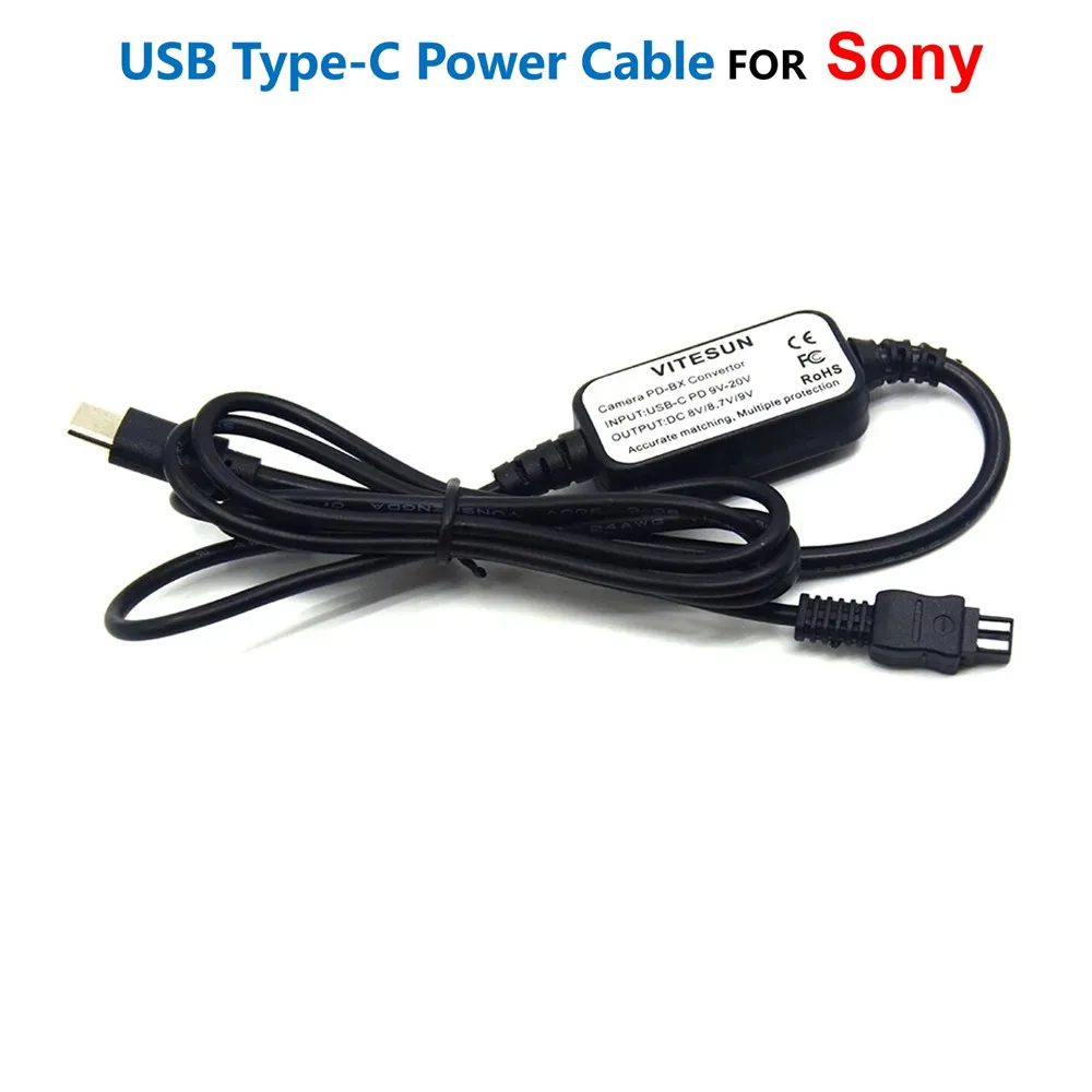 AC-L200 ACL25 AC-L25C ACL200B USB C Power Bank PD Cable For Sony Camera DSC-HX200 DCR-SX63 HDR-HC7 HDR-CX300E DCR-SR48 HXR-MC50