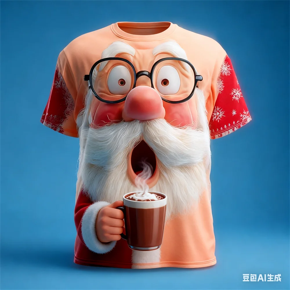 عيد الميلاد تي شيرت رجالي سانتا كلوز متعة ثلاثية الأبعاد نمط طباعة الرجال النساء الجولة الرقبة تي شيرت عيد الميلاد الجرافيك تي شيرت الرجال الملابس
