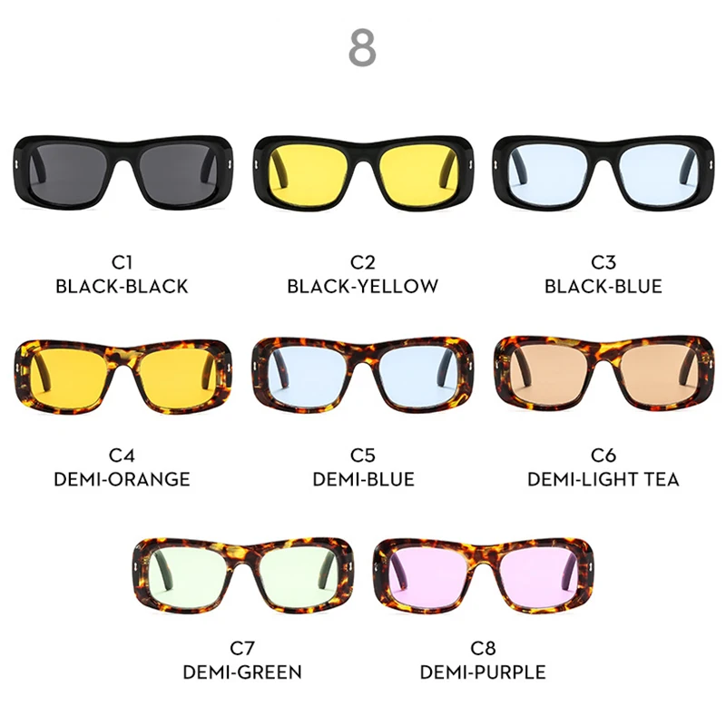 SO&EI جديد كاندي اللون مربع النظارات الشمسية النساء الرجعية المسامير ظلال UV400 تتجه الرجال نظارات شمسية