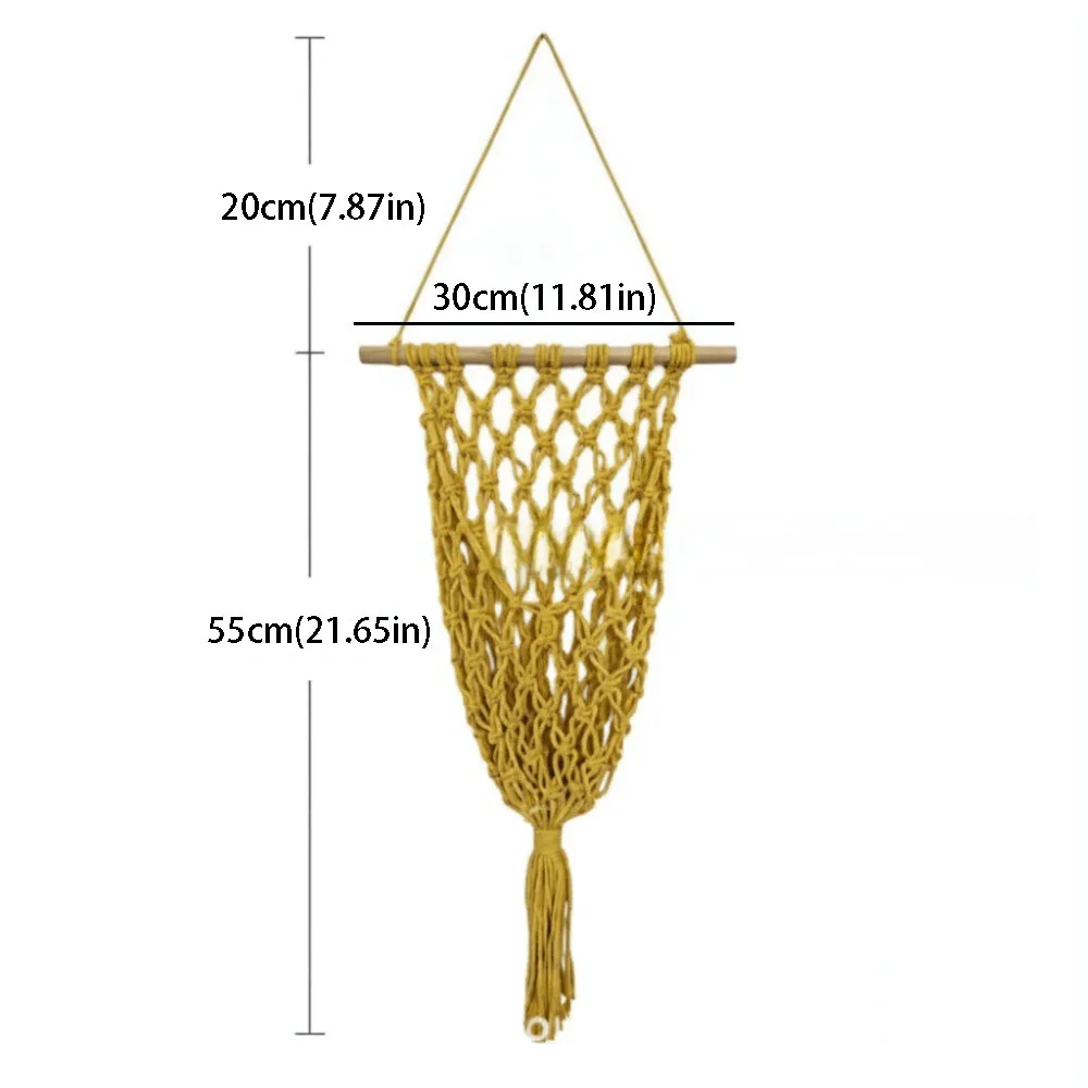 Handmade Woven Fruit Storage Basket Wall Mounted Hanging Hammock Style Hanging Wall Holder Tassel Design Four Season Use