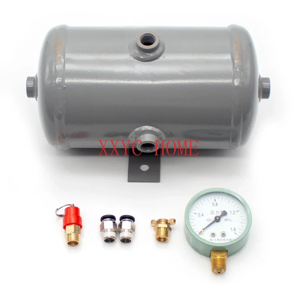 

2L Horizontal Air Receiver Air Compressor Carbon Steel Air Storage Tank High Pressure Vacuum Buffer Tank G1/4 Interface 1.25Mpa