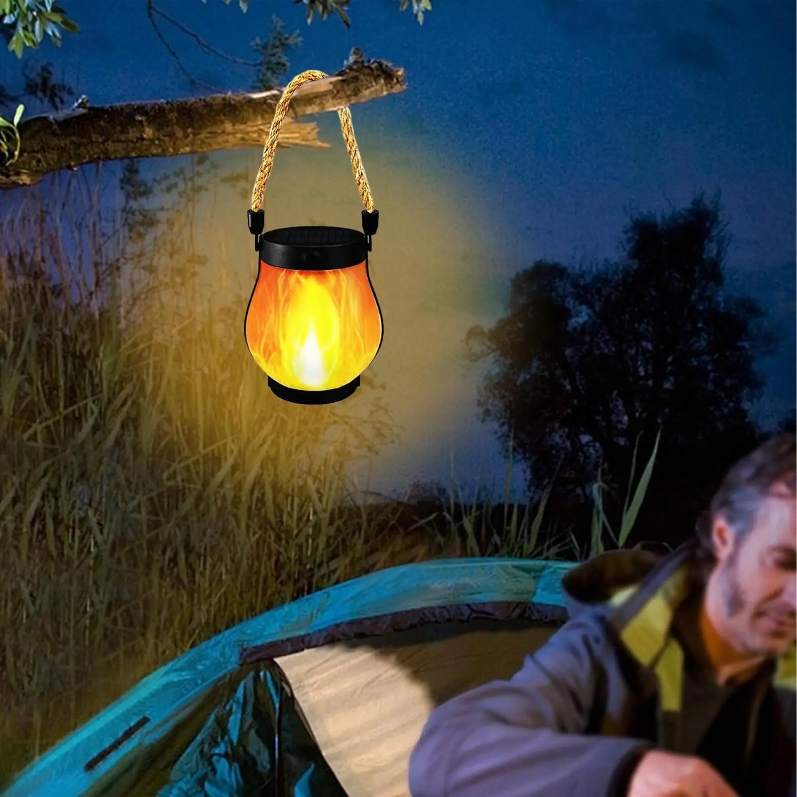 فوانيس تعمل بالطاقة الشمسية في الهواء الطلق مقاومة للماء وامضة عديمة اللهب فانوس مانع لتسرب الماء ديكور مقاوم للماء لحديقة الفناء #4