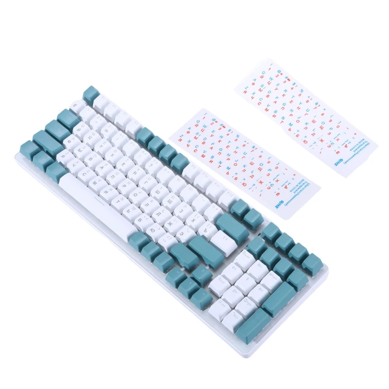 3PCS Ukraine Language Ukrainian Keyboard Sticker Black/Clear Background White/ Blue Red Letters for Universal PC Laptop