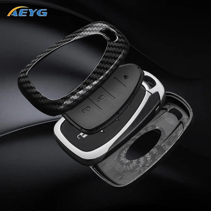Fashion ABS Carbon Fiber Car Key Case Cover For Chevrolet Chevy Camaro Cruze Malibu Sonic Volt Tracker Spark Bolt Trax Keychain