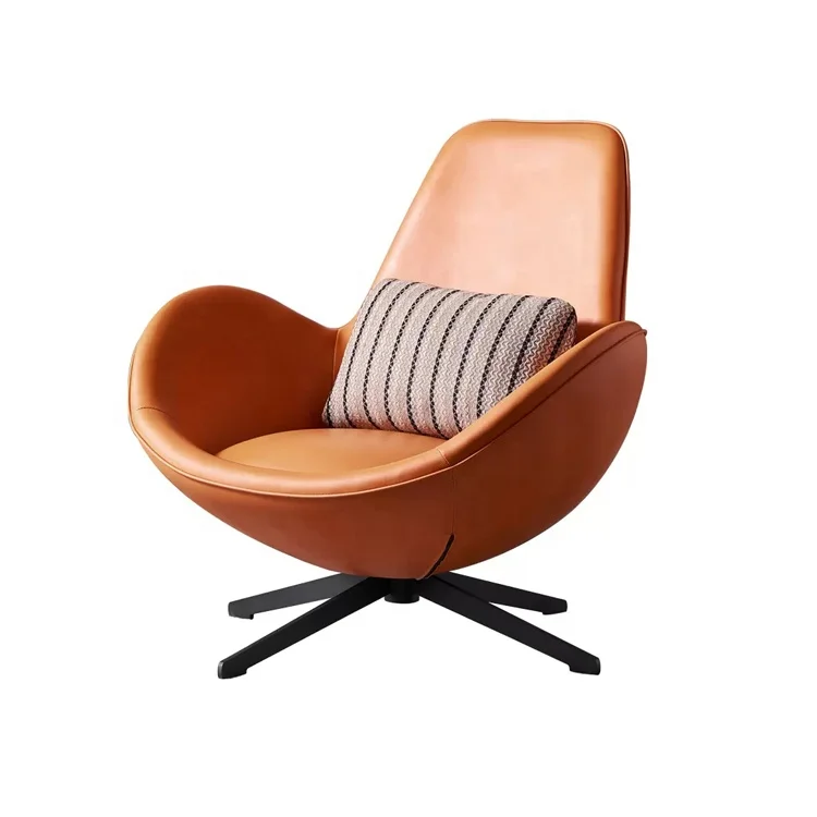 

Northern Europe Living Room Furniture Swivel Leather Egg Shell Chair with Cushion