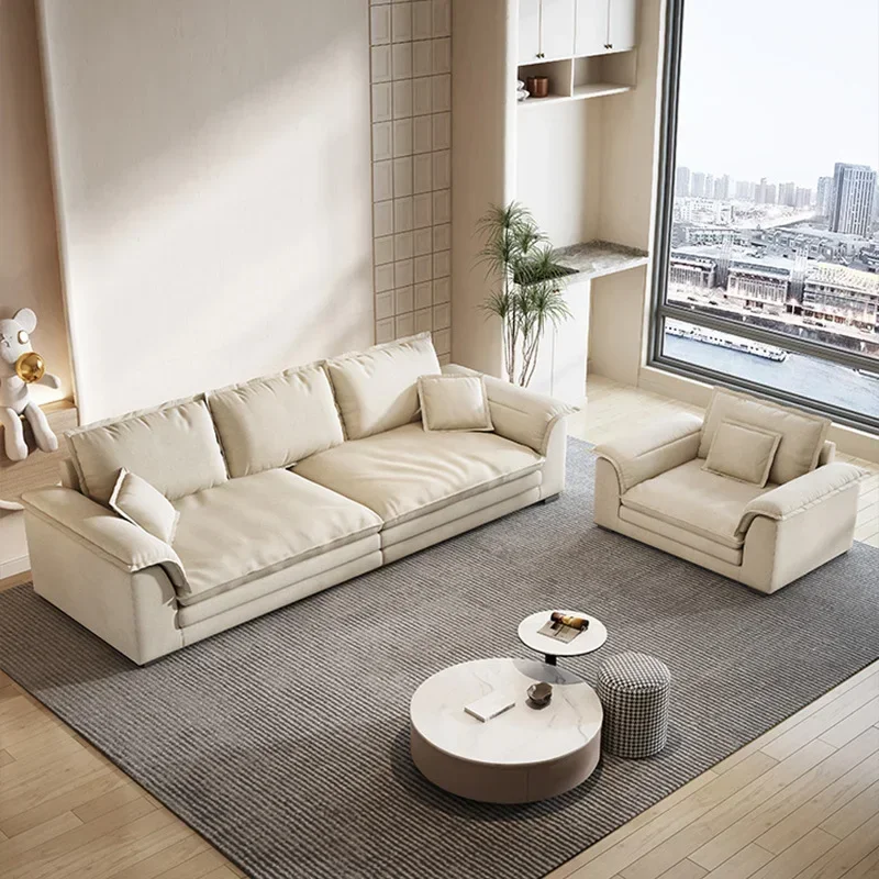 Modern living room matte cloth sofa straight row down cream sail boat sofa
