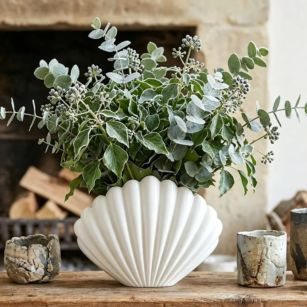 Creative Design 3D Printed Flower Vases Flower Arrangement Minimalist-Style Elegant Ocean Shell Vase Flower Bottle