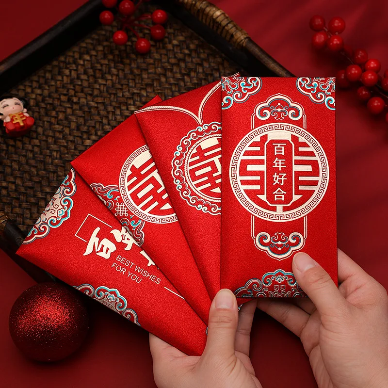 12PCS New Creative Chinese Style Frosted Hot Color Gold Red Envelope Wedding Supplies Thousand Yuan Profit