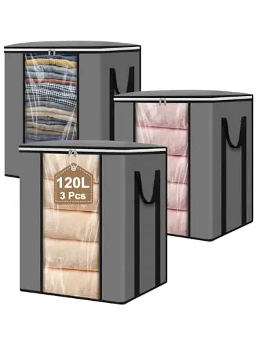 

Сумки для хранения одеял и одежды объемом 120 л, особо большие, для постельного белья, одеял и подушек – складные, из плотной водонепроницаемой ткани