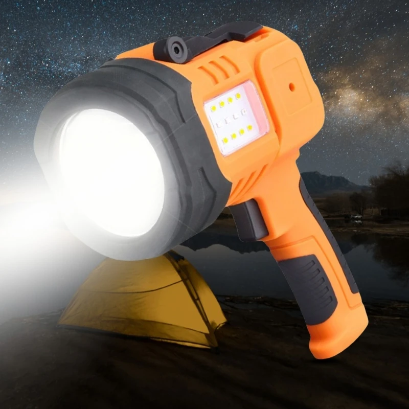 Rechargeable LED Handheld Spotlight Outdoor Searchlight, Water Resistant Suitable for Camping Boating Outdoor Activities