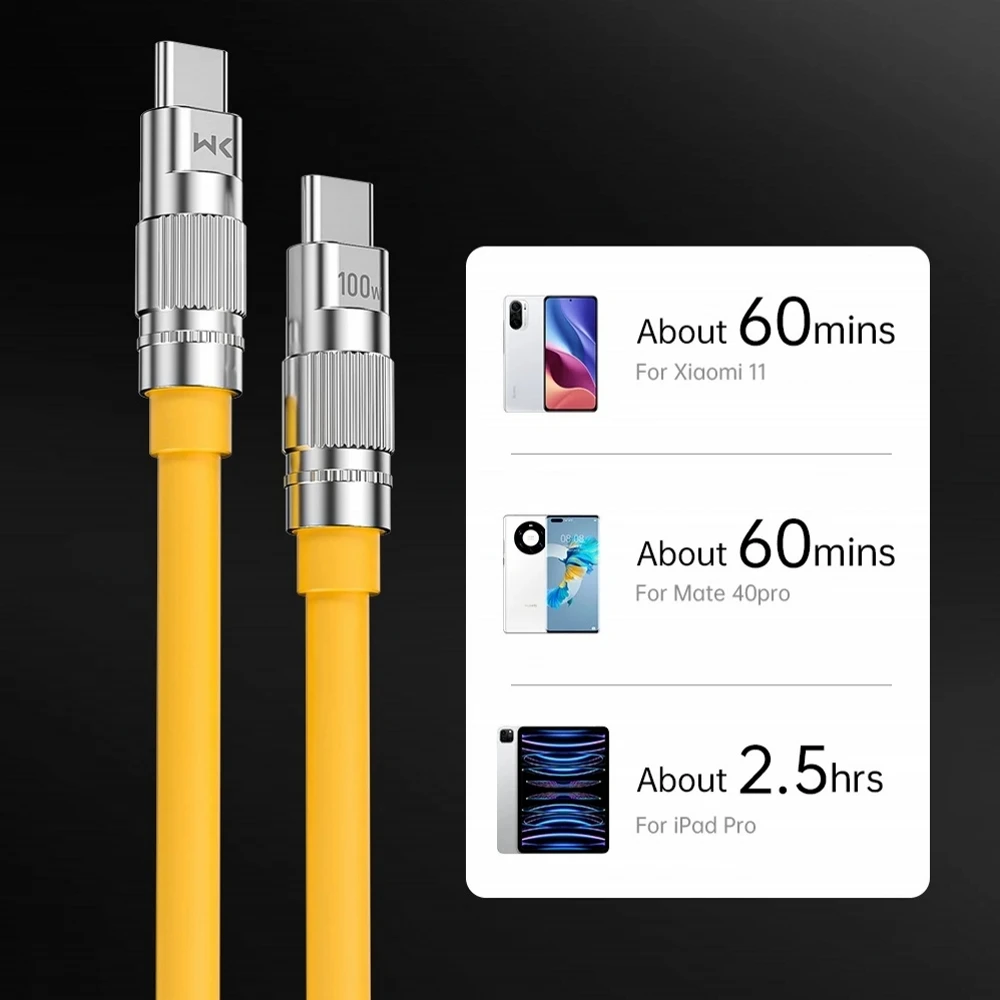 WEKOME 100W Fast Charging Cable Type C 20W USB C to Lightning Liquid Silicone Cable for iPhone 14 15 Pro Max Xiaomi Realme Redmi