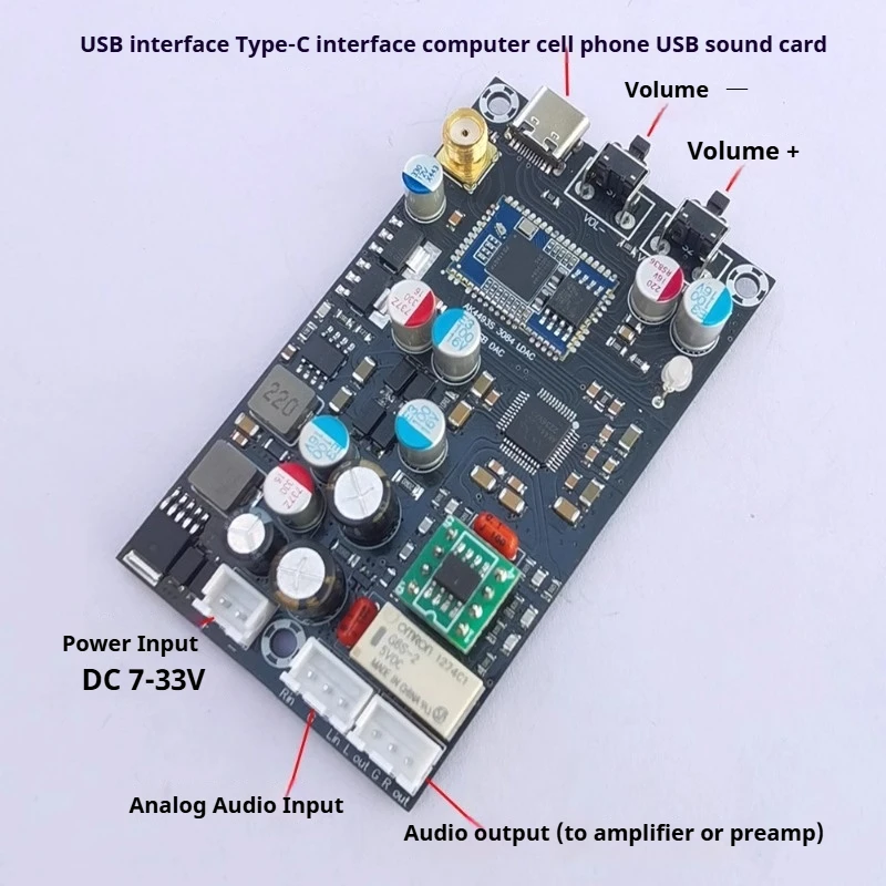 QCC3084 Bluetooth 5.4 AK4493 Decoding Module AUX Input Lossless LDAC APTX HD DC7V-35V