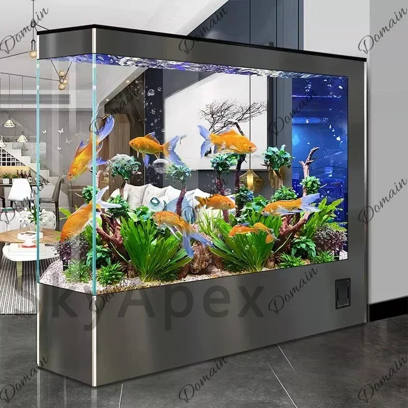 BAa Quick Water Change Aquarium Ecological Self-cleaning Fish Tank With Ultra-clear Glass Freestanding Living Room/office Scree