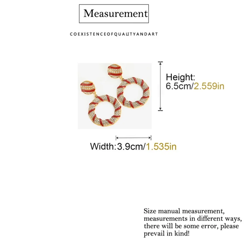 Vintage Red Large Earrings Dangle Enamel Drop Luxury Jewelry Rhinestone Gold Color Accessories Women High Quality 2025 Christmas