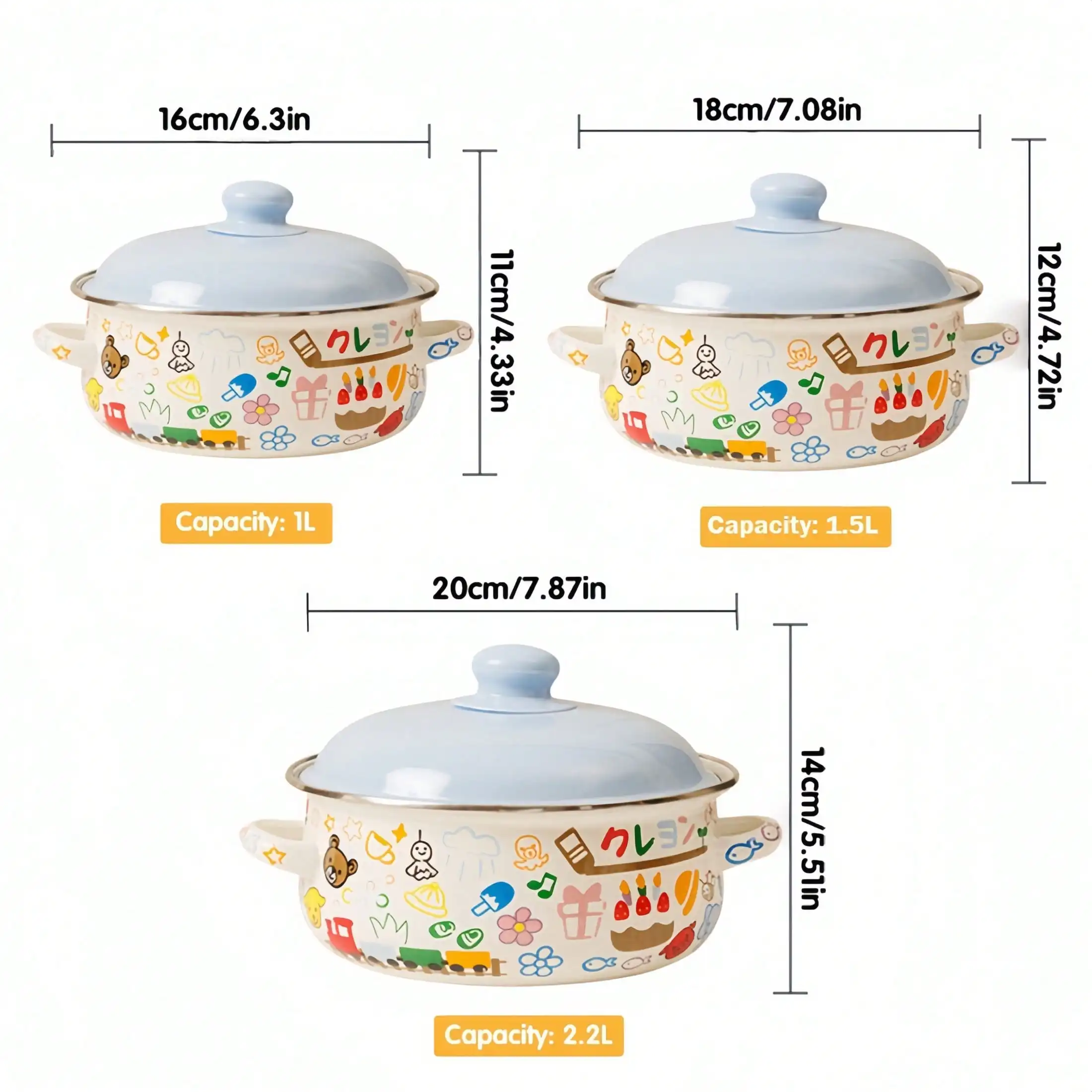 3-Piece Exquisite Enamel Cookware Set, Multifunctional Pot Set Including Soup Pot & Stew Pot, Tableware, Handmade Fired, Ideal For Restaurant, Home Kitchen, Home Decoration And Holiday Gift.