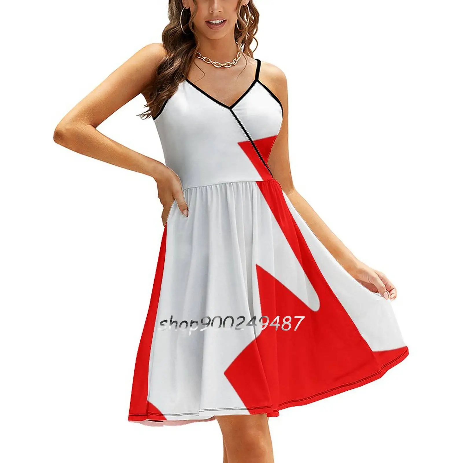 Canada Sling Dress Summer Dress Sling Sexy A Line Dress Fashion Female Dress Canada Canadian Flag Rockies Toronto Country