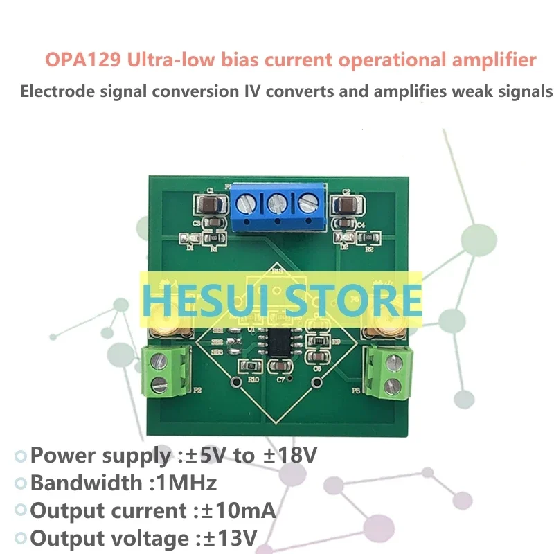 

Модуль операционного усилителя высокого импеданса OPA129, электродный преобразователь сигналов IV преобразует усиление слабых сигналов