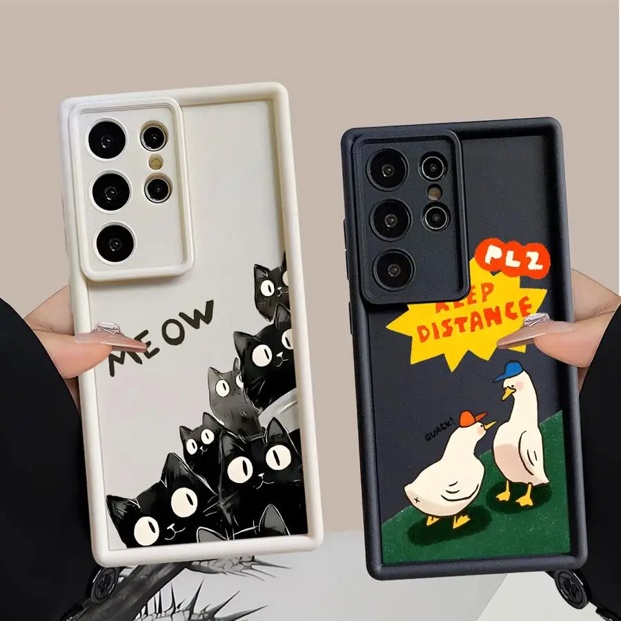 حافظة لهاتف سامسونج جالاكسي S22 S24 Plus S24Ultra S23 FE S20FE S21 S25 Edge S25 Ultra Cartoon Duck