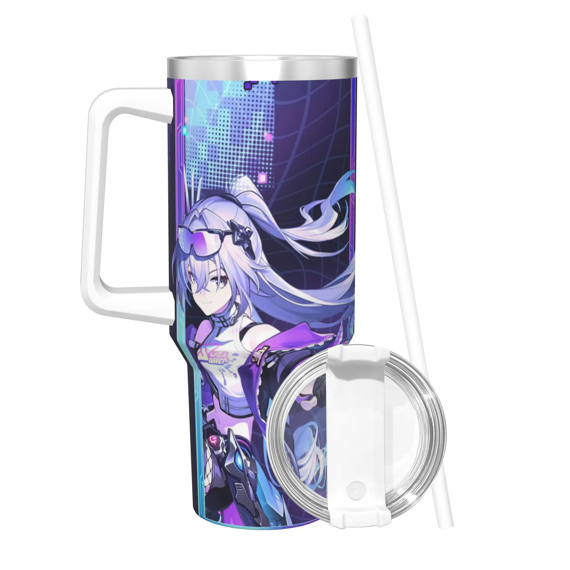 Honkai Star Rail Tumbler With Straw  Stainless Steel Mug Double Wall Vacuum Insulated for Cold Or Hot 40oz