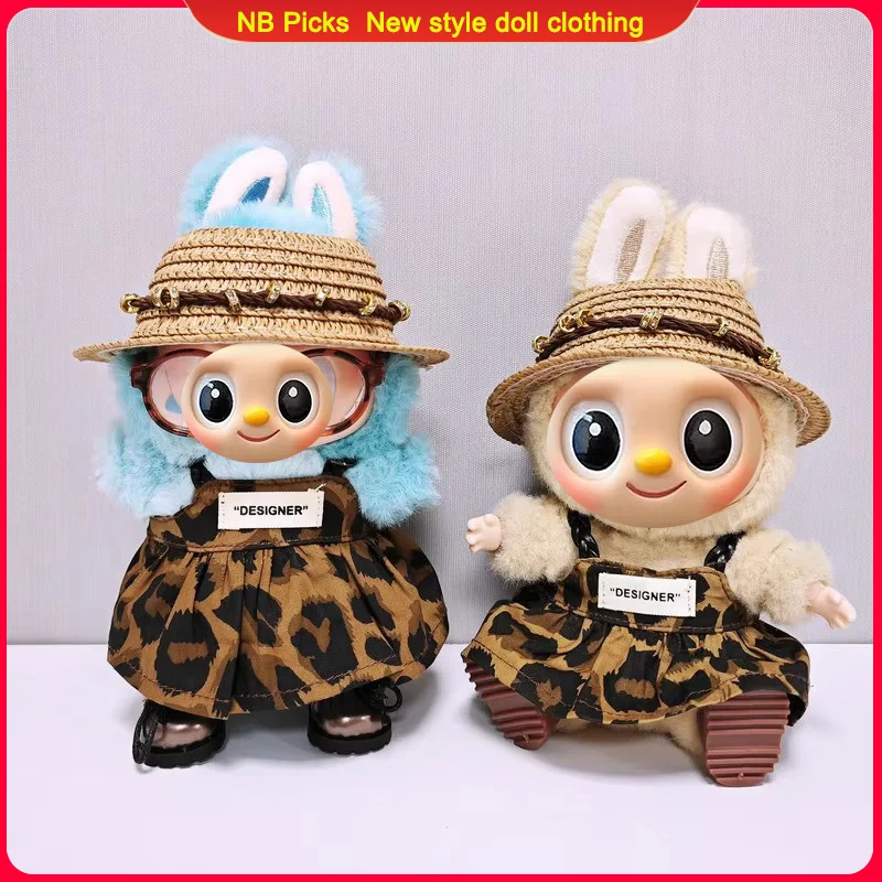 

For 15-17cm Labb V3 Clothes set with straw hat V1 V2 Korea Kpop Leopard Patterned Shoulder Strap Skirt Accessories Suit For Lab