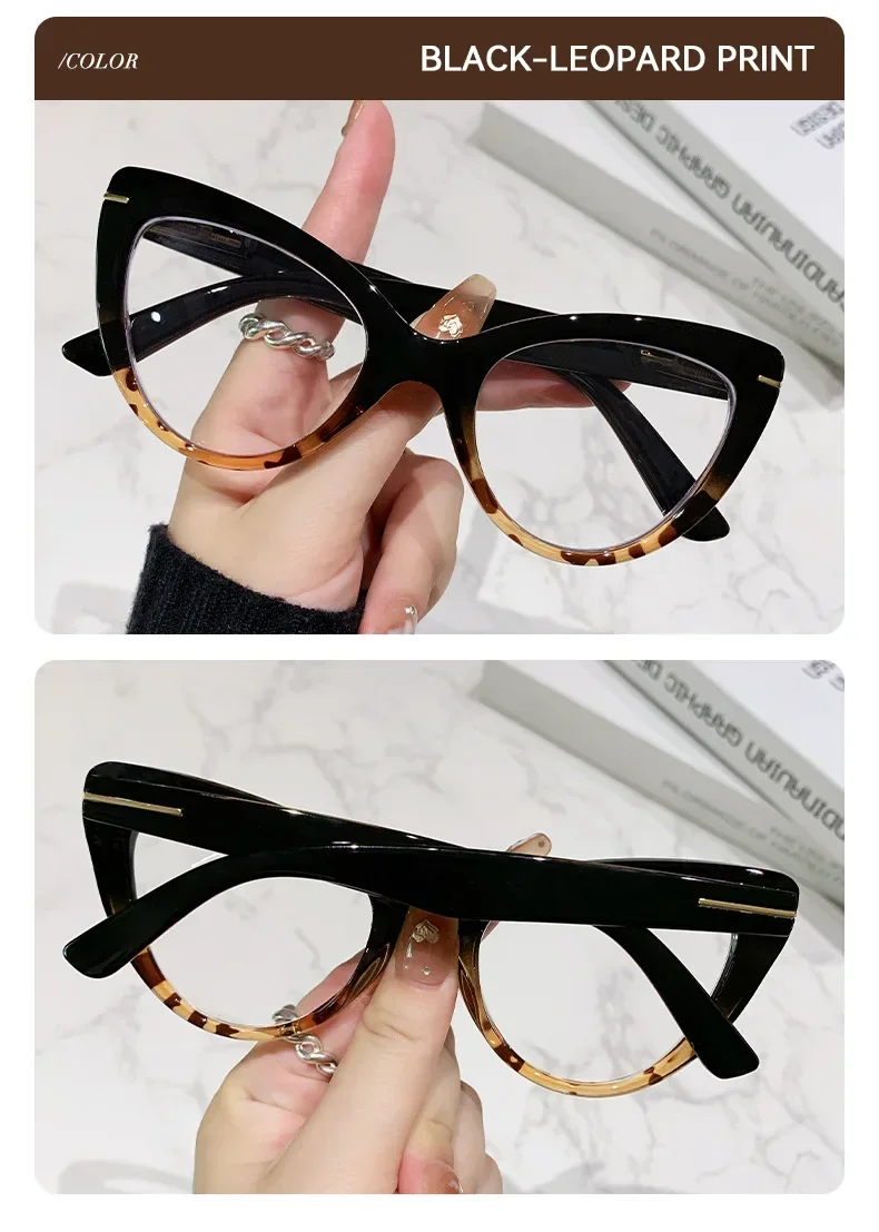 Women's Versatile Large Framed Cat Eye High-definition Reading Glasses Anti-Blue Light Elegant Fashionable Eyeglasses 0 TO +4.0