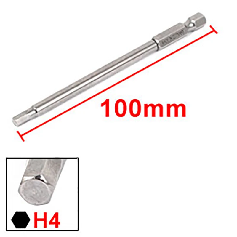 Hexagonal Magnetic Dica Hexagon Chave de fenda Bits Set, Ferramentas manuais de reparação elétrica, 1/4 "Hex Shank, 100mm, 4 milímetros Dica