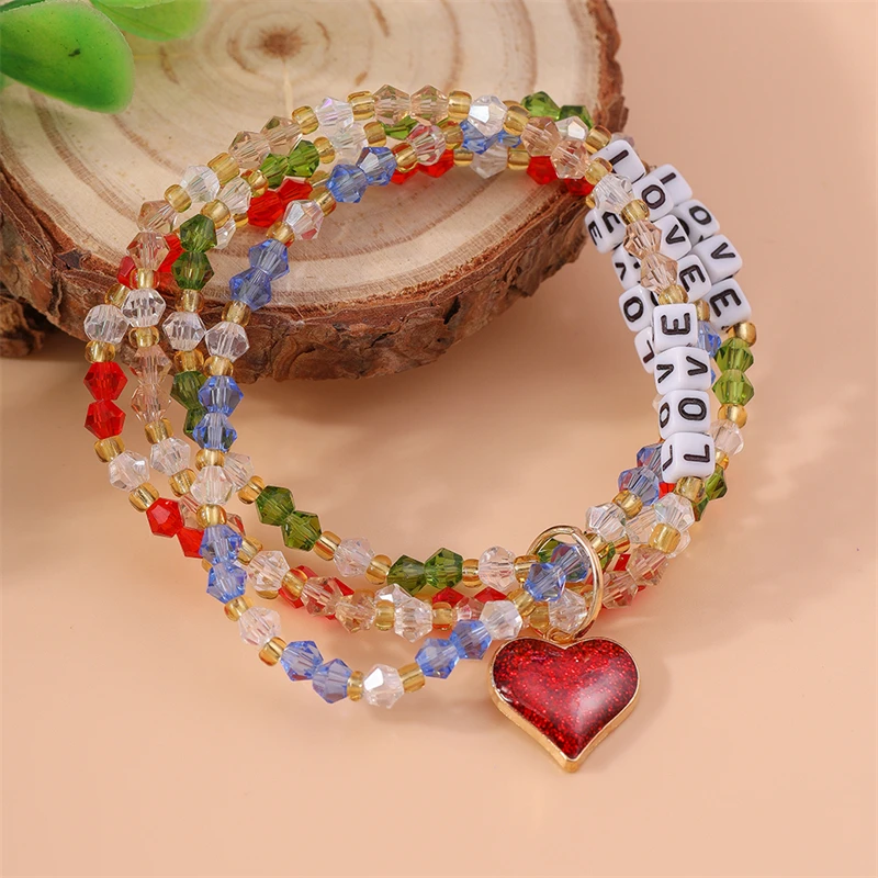 Böhmische handgefertigte bunte Perlenarmbänder mit Herzanhängern für Damen und Herren, Freundschaftsschmuck, Geschenke – Detail 5
