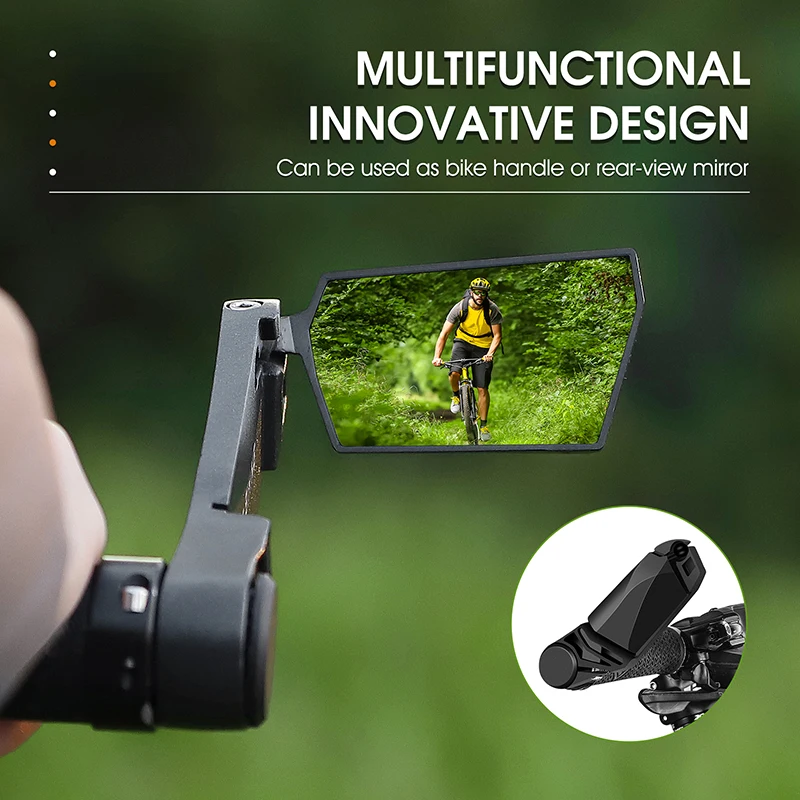 WEST BIKING Bike Rear View Mirror Foldable Alloy Vice Handle Cycling Bar Ends 360° Rotation MTB Bicycle HD Handlebar Rearview