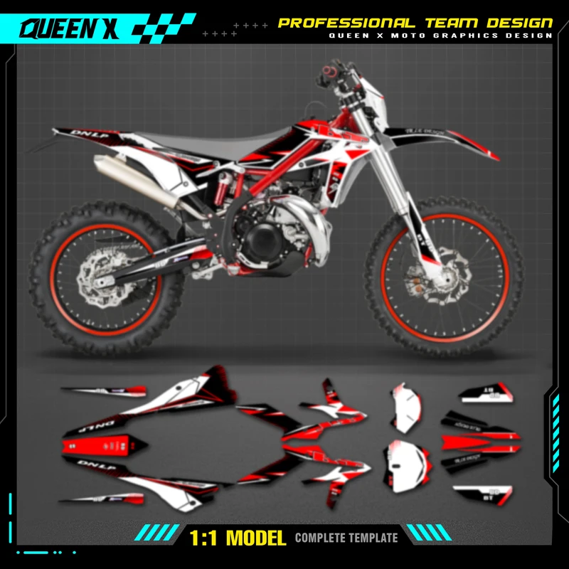 QUEEN X MOTO Motorcycle Team Graphics Decal Sticker Kit For BETA  Xtrainer 2020 2021 2022  002