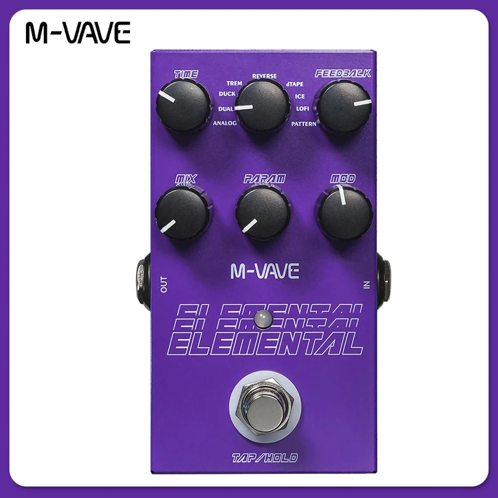 Pedal de efecto de guitarra eléctrica elemental M-VAVE, Pedal elemental, efecto de retardo Digital, soporte para piezas de guitarra en modo TAP
