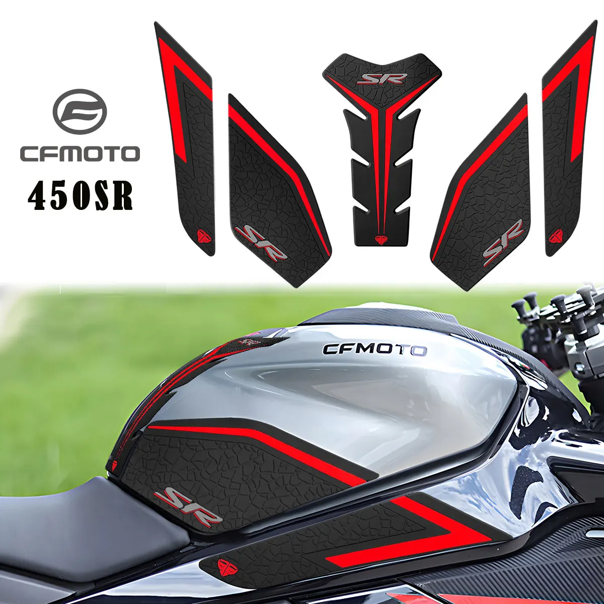

Резиновая противоскользящая 3d-прокладка для топливного бака, наклейка на мотоцикл, наклейка на газовые коленные ручки, наклейки для CFMOTO 450SR 450 SR 450sr