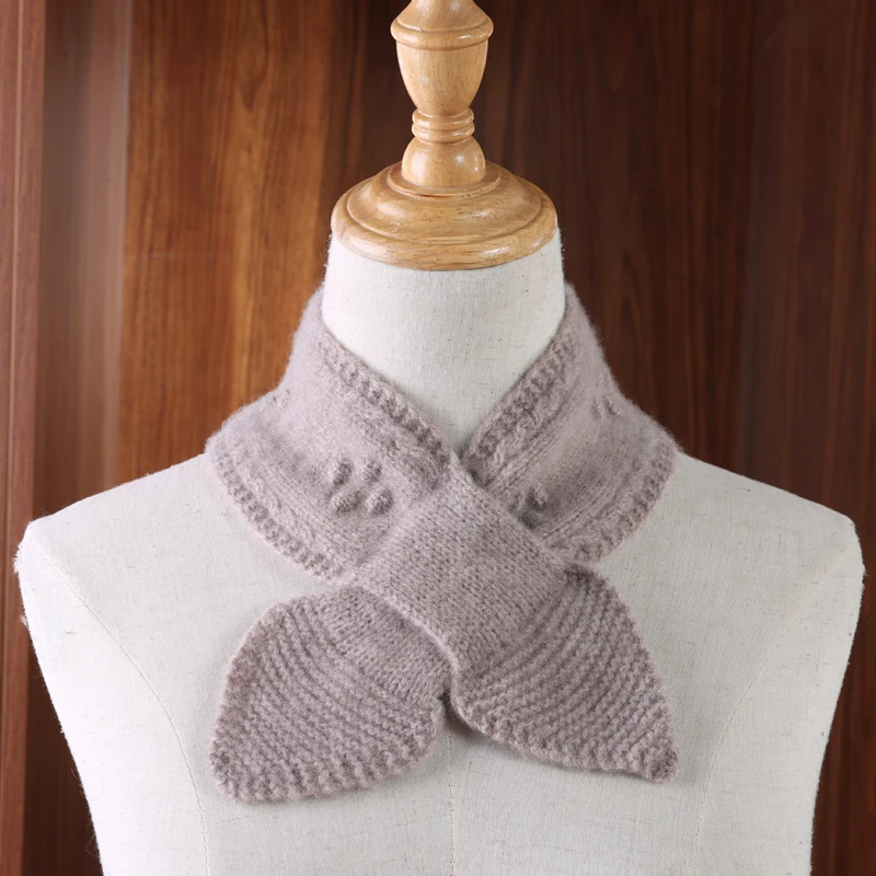 

Осенне-зимний новый теплый кашемировый шарф «Джокер», женский вязаный шерстяной шарф с искусственным воротником и крестом, шейный шарф