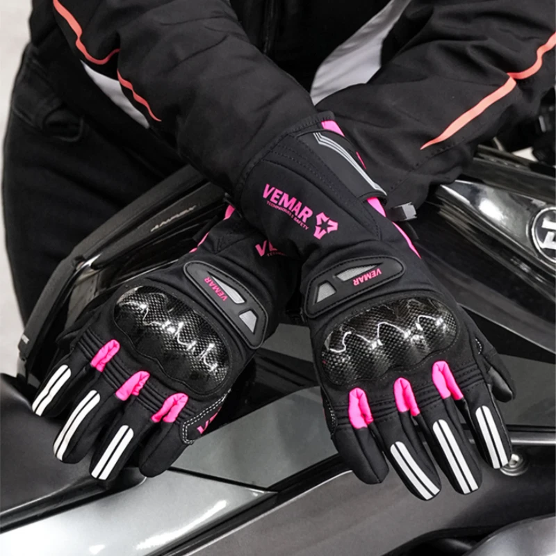 VEMAR Premium Cycling Riding Gloves Winter Windproof Waterproof Equipment Warm Men Lady Motocross Glove Carbon Fiber Protection