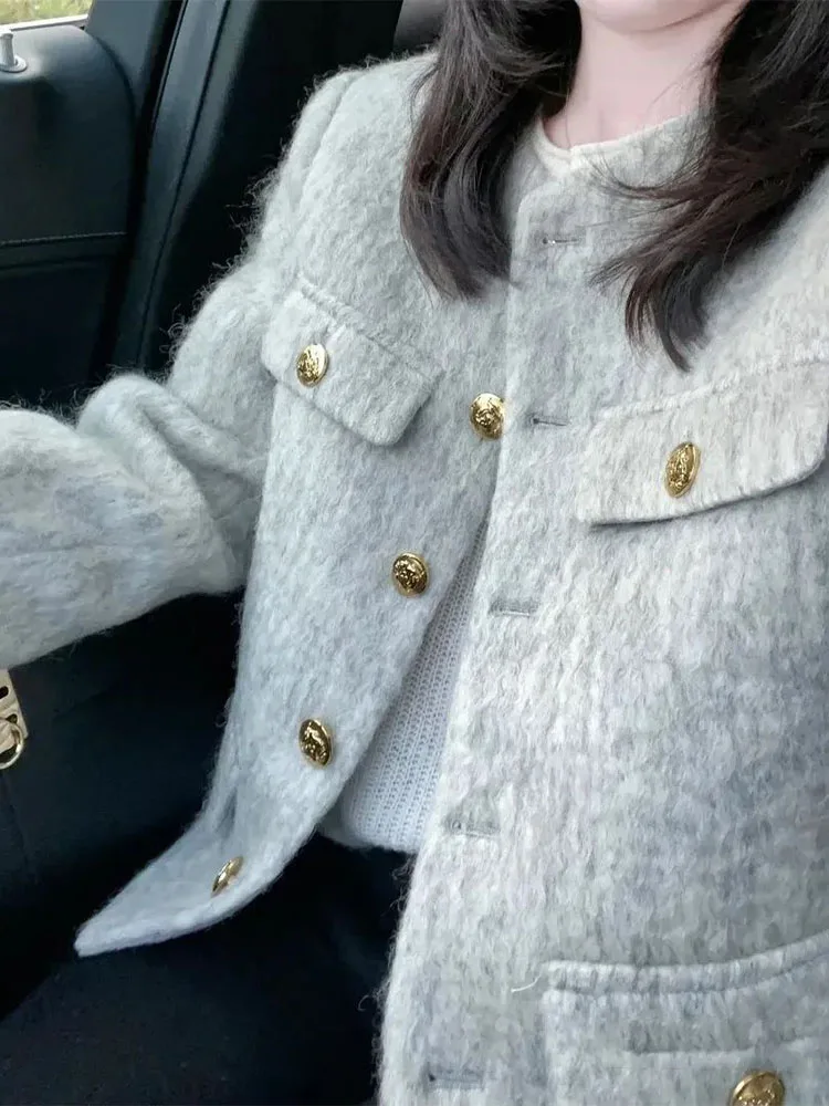 ey ort Wollen Jas Dames Herfst Winter Nieuwe Sle Hoge Kwaliteit Ele Lady ort Top Button ronde Ne Long Sve