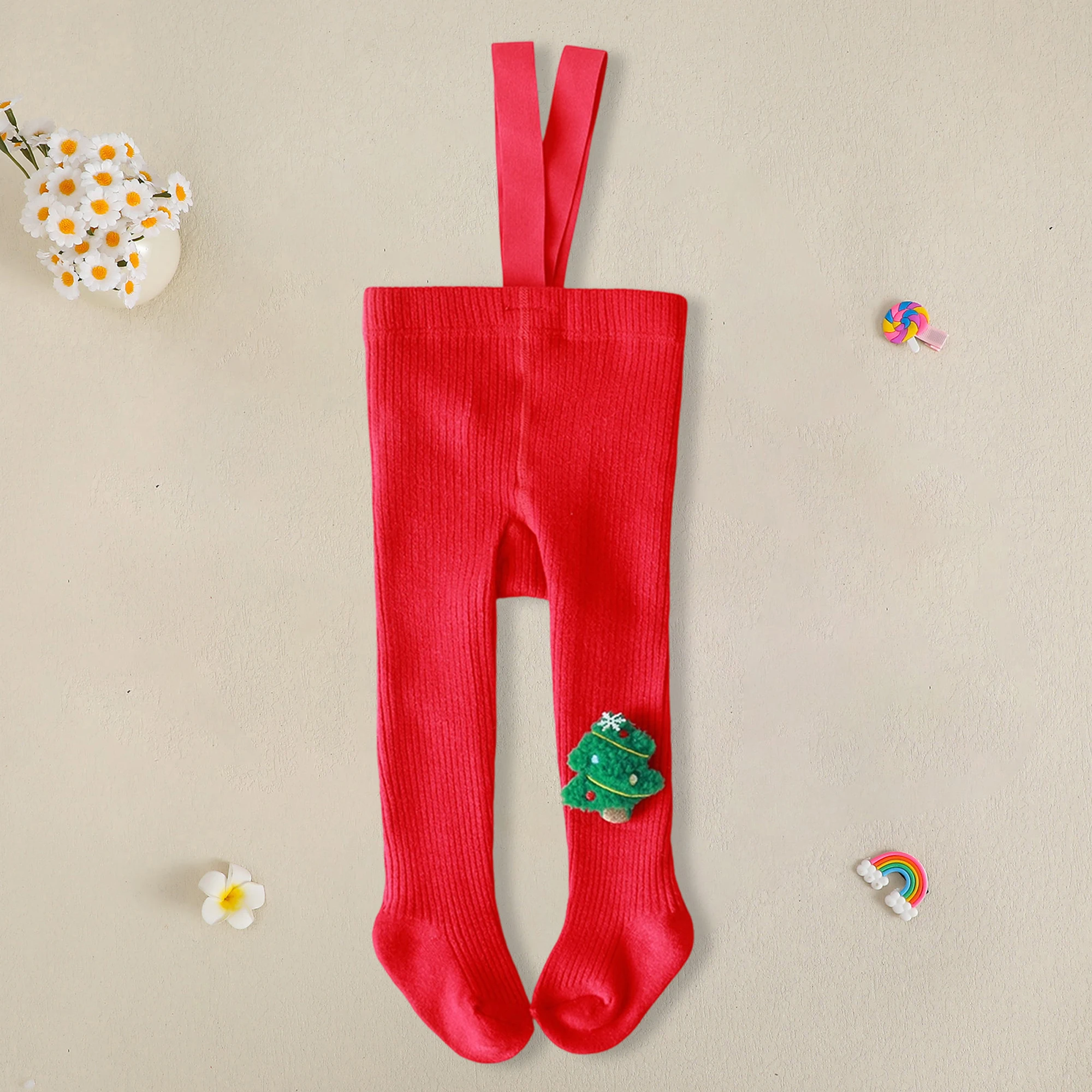 طفل الفتيات الشتاء عطلة متماسكة طماق دافئ دافئ بسط السراويل احتفالي عيد الميلاد مرونة الخصر الجوارب طماق #3