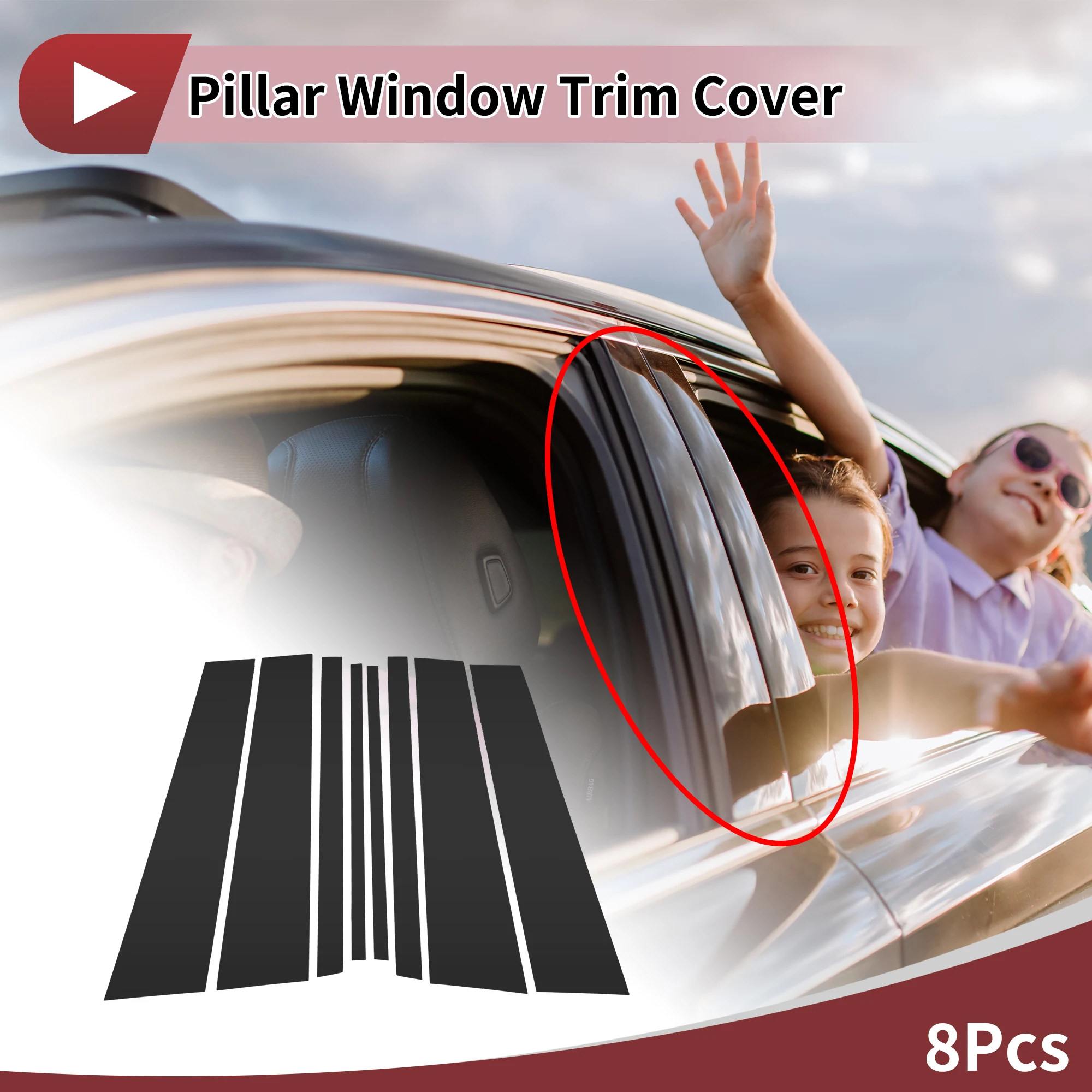 Motoforti الباب عمود نافذة الكسوة لكزس GX 400 المضادة للخدش ملصق عمود المشاركات الباب الخارجي الغطاء 8 قطعة #1