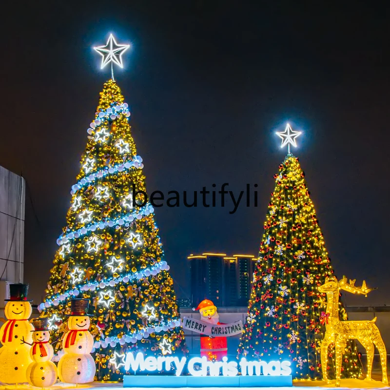 

Большая рождественская елка с наружным освещением 3/4/5/6/10 м, рама Mall, отель, квадратное рождественское украшение