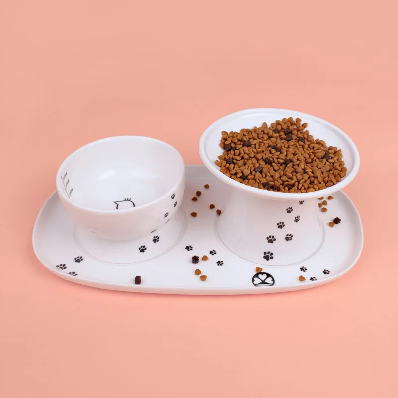 Cute Ceramic Dog Feeder High Cat Bowl Food Bowl Water Rice Pet Water Protect The Cat's Cervical Vertebrae Pet Supplies