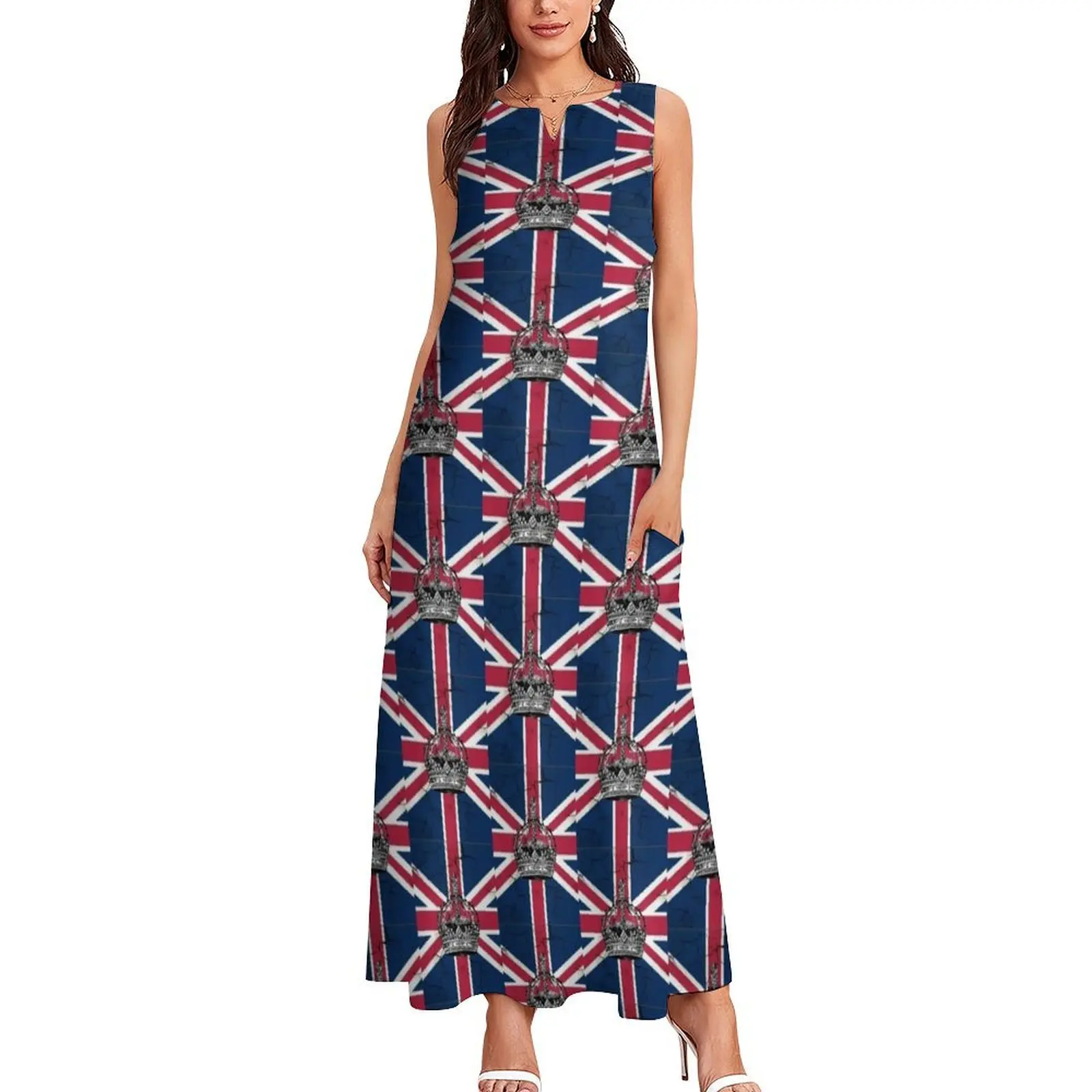 1980s dark academia British union jack flag jubilee vintage crown Long Dress evening dresses luxury 2025 dress summer