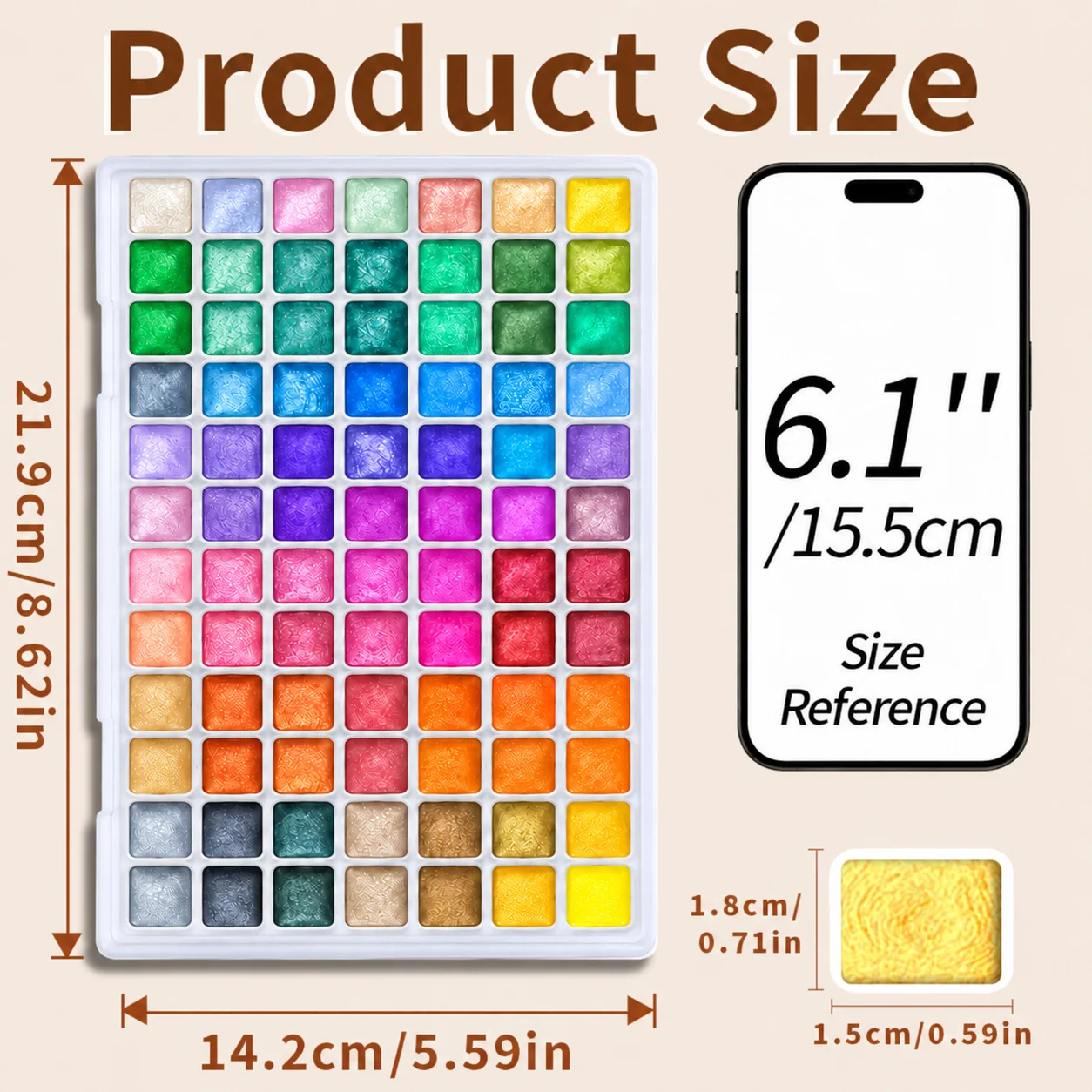 98-Color Metallic Shimmer Watercolor Paint Set, Pearl Pigments for Artists, Hobbyists, Illustration, Scrapbooking, Decoration image 6