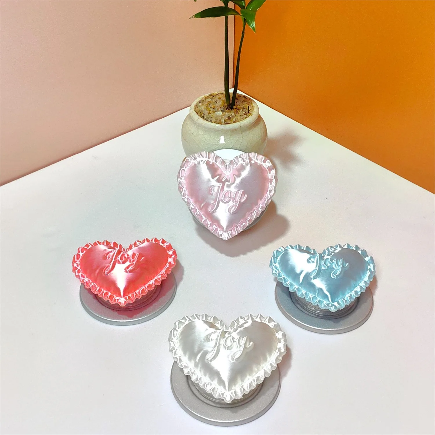 

Fashion 3D Heart For iPhone 16 15 Samsung Magnetic Phone Holder Cute Love Stand Universal Support For MagSafe